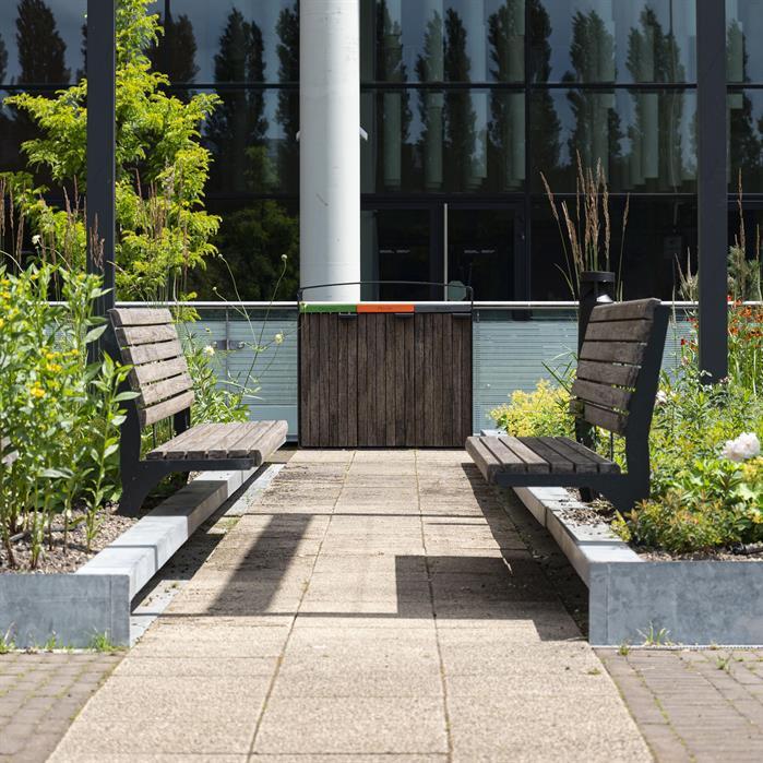 GRBE.500SB.Ct garapa - Cortenstaal,Banken,GRO met rugleuning,500 x 625 x 1040 mm