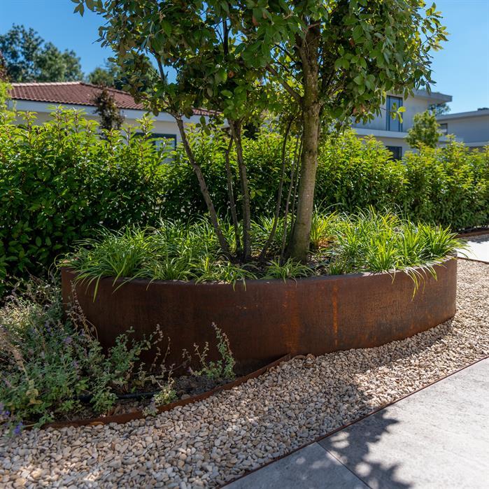 CEL6 - Cortenstaal,Plantenbakken,ELLIPSE met bodem,1200 x 800 x 400 mm