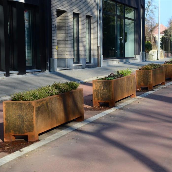 CAP22.2 - Cortenstaal,Plantenbakken,CARREZ met poten,1200 x 500 x 600 mm