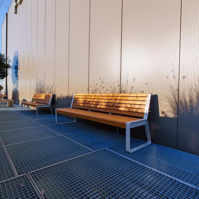 STBE.1500SB.ZnRc garapa - Gecoat staal,Banken,STORR met rugleuning,1500 x 650 x 850 mm