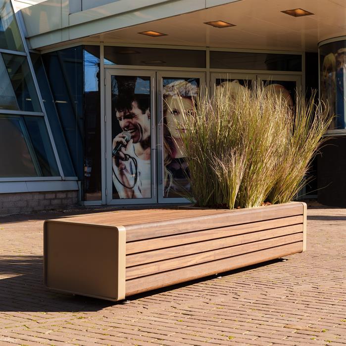 STGP.2300S.Al.BX bamboe - Aluminium,Greenpoints,STORR met enkele bank,2300 x 600 x 440 mm
