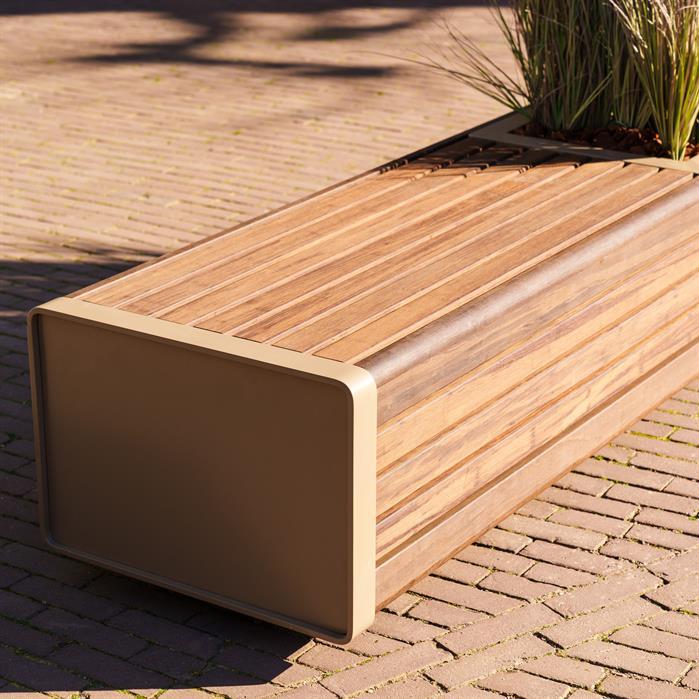 STGP.2300S.Al.BX bamboe - Aluminium,Greenpoints,STORR met enkele bank,2300 x 600 x 440 mm