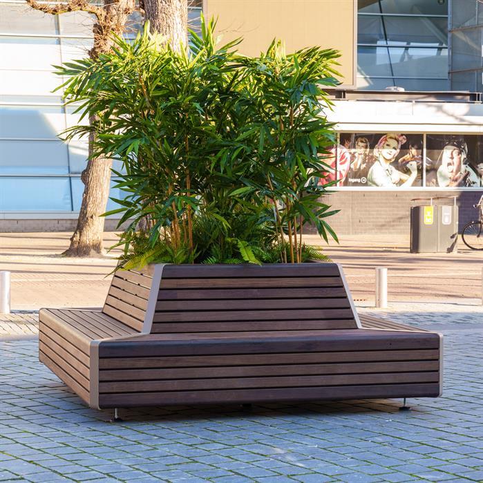 STGP.2300QB.Al.BX bamboe - Aluminium,Greenpoints,STORR met hoekbank,2300 x 2300 x 850 mm