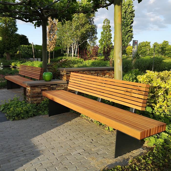 BOBE.2300SB.ZnRc garapa - Gecoat staal,Banken,BORG met rugleuning,2300 x 670 x 1023 mm