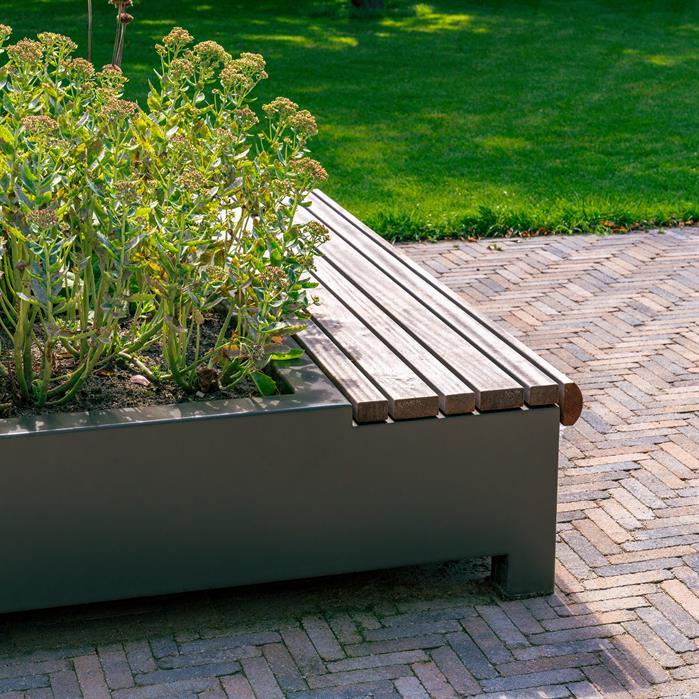 GP.2000SB.Al.BX bamboe - Aluminium,Greenpoints,AROS met enkele bank,2000 x 2000 x 900 mm