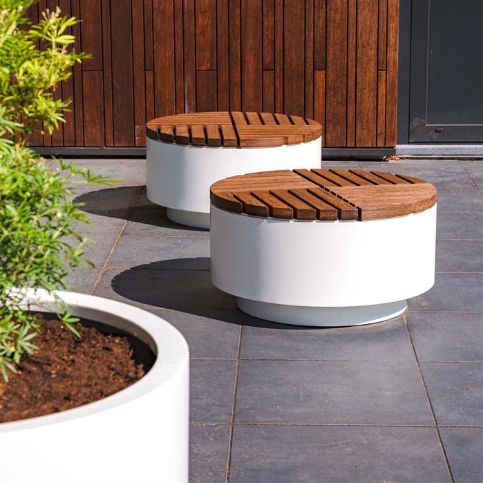 HO.R1430.Al garapa - Aluminium,Hockers,AROS rond,1428 x 450 mm