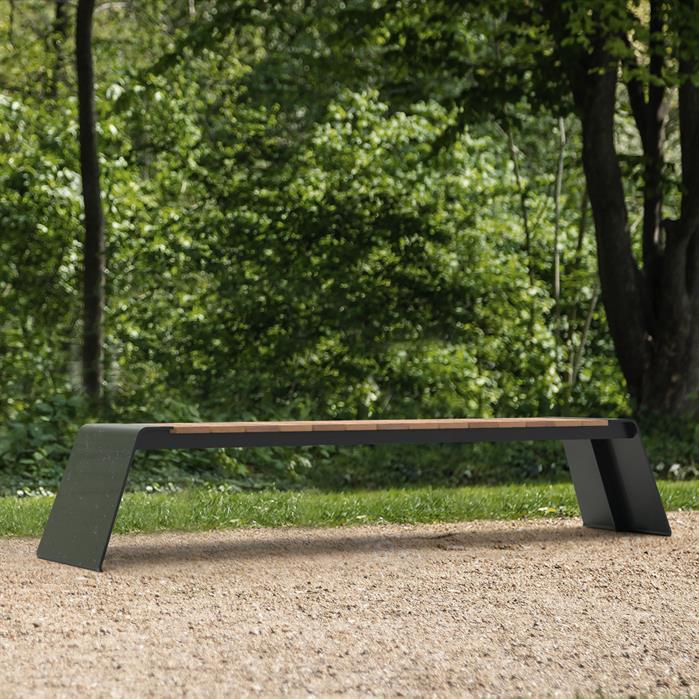 DUBE.2300S.Ct.BX bamboe - Cortenstaal,Banken,DUNC zonder rugleuning,2300 x 450 x 450 mm
