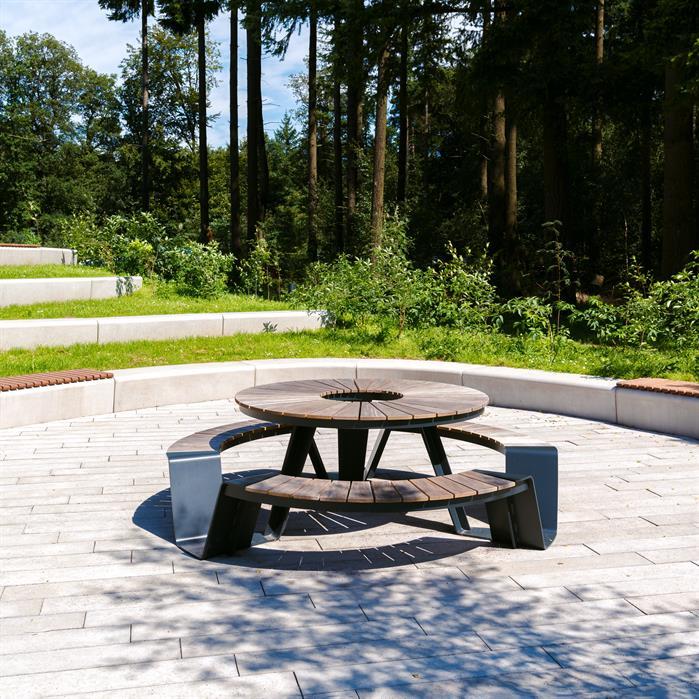 DUPN.R2300.ZnRc.BX bamboe - Gecoat staal,Picknicksets,DUNC picknickset,2300 x 2300 x 750 mm