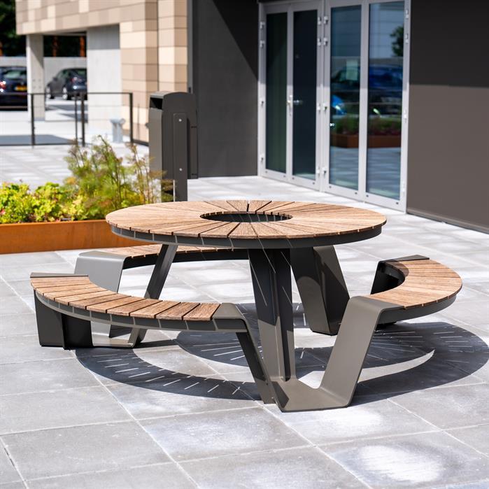 DUPN.R2300.ZnRc.BX bamboe - Gecoat staal,Picknicksets,DUNC picknickset,2300 x 2300 x 750 mm