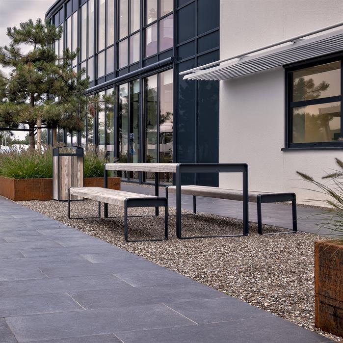 STBE.1500.ZnRc.BX bamboe - Gecoat staal,Banken,STORR zonder rugleuning,1500 x 440 x 430 mm