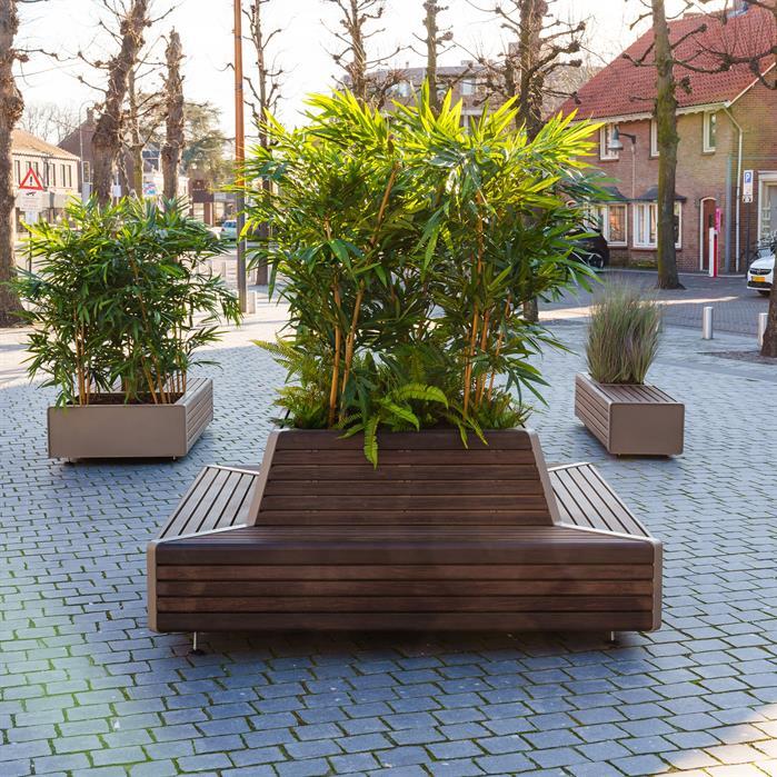 STGP.2300QB.Al garapa - Aluminium,Greenpoints,STORR met hoekbank,2300 x 2300 x 850 mm