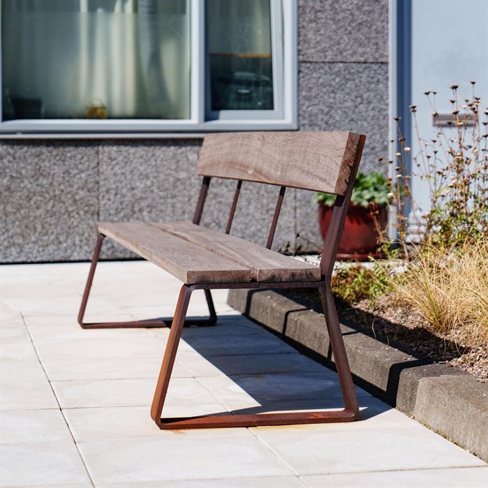 MOBE.2300DB.Ct.BX bamboe - Cortenstaal,Banken,MIO met rugleuning,2300 x 1320 x 840 mm