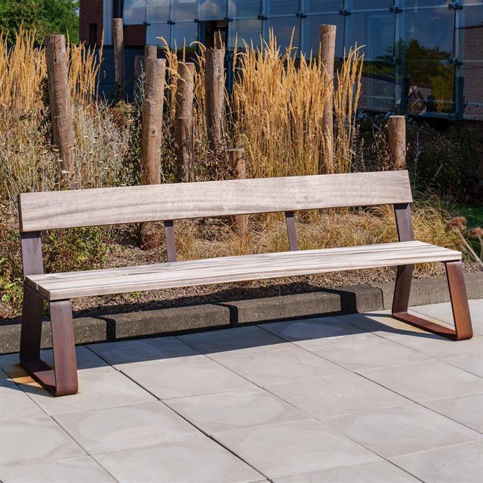 MOBE.2300DB.Ct.BX bamboe - Cortenstaal,Banken,MIO met rugleuning,2300 x 1320 x 840 mm