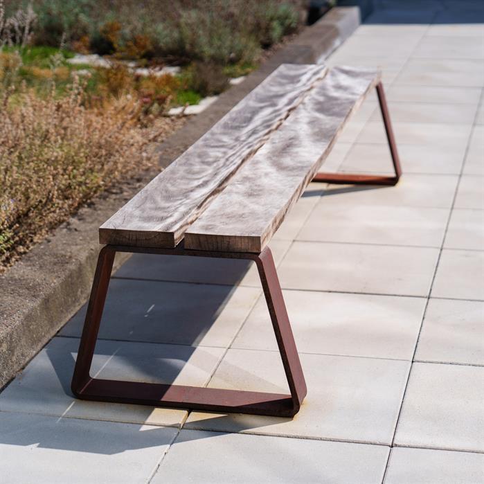 MOBE.2300S.ZnRc garapa - Gecoat staal,Banken,MIO zonder rugleuning,2300 x 575 x 450 mm