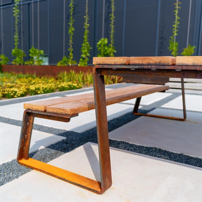 MOPN.2300.Ct.BX bamboe - Cortenstaal,Picknicksets,MIO picknickset,2300 x 2270 x 760 mm