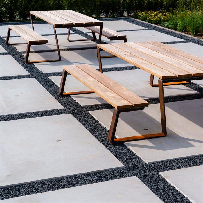 MOPN.2300.Ct.BX bamboe - Cortenstaal,Picknicksets,MIO picknickset,2300 x 2270 x 760 mm