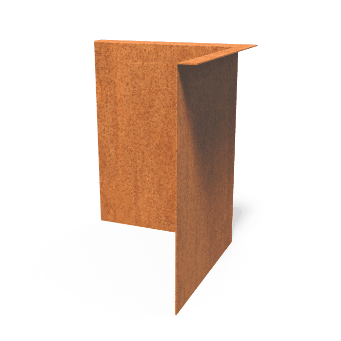 CZ2.390BI - Cortenstaal,Kantopsluitingen,Kantopsluiting hoek gezette bovenrand,300 x 300 x 390 mm