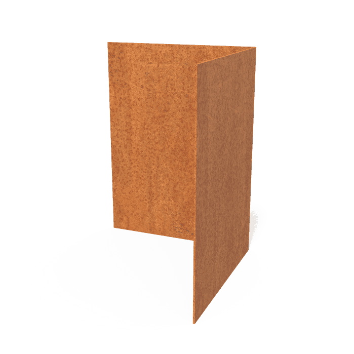 CR3.390BI - Cortenstaal,Kantopsluitingen,Kantopsluiting hoek rechte bovenrand,300 x 300 x 390 mm