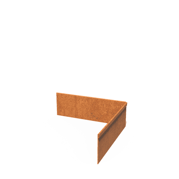CP2.100BI - Cortenstaal,Kantopsluitingen,Kantopsluiting hoek geplette bovenrand,300 x 300 x 100 mm