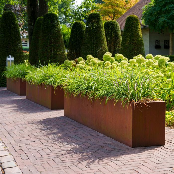 CA5.2 - Cortenstaal,Plantenbakken,CARREZ met bodem,1000 x 1000 x 600 mm