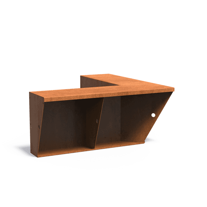 CRSN3.600.1000.400 inside corner - Cortenstaal,Keerwanden,Keerwand 600 met brede bovenrand,1000 x 1000 x 600 mm