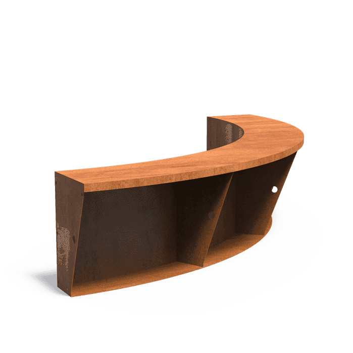 CRCN3.600.2000.400 inside curve - Cortenstahl,Stützmauer,Stützmauer 600 mit breitem Oberrand,2000 x 2000 x 600 mm
