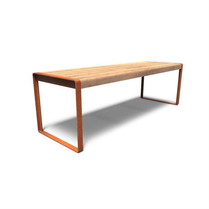 STTA.2400.Ct garapa Op=Op - Cortenstaal,Tafels,STORR tafel,2400 x 790 x 750 mm