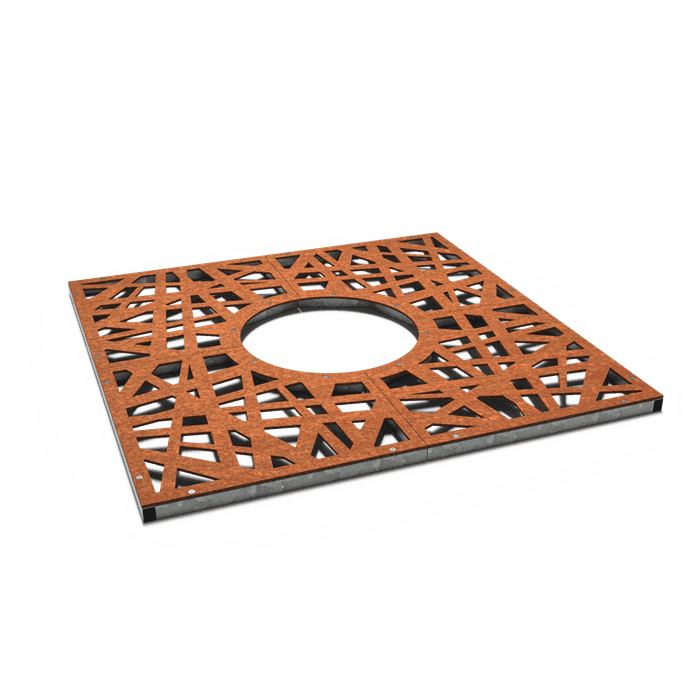 TGGR.S1800.1.Ct - Stal kortenowska,Siatki i ochrona drzew,Kraty do drzew kwadrat 1800,1800 x 1800 x 10 mm