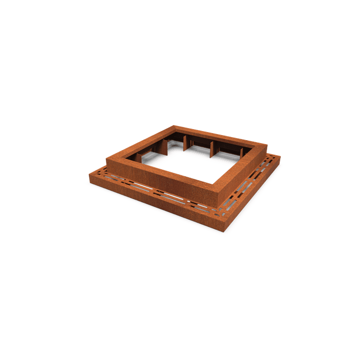 TWE.S980.P7.Ct - Stal kortenowska,Siatki i ochrona drzew,Ramy z odplywem pod drzewa kwadrat 980,1440 x 1440 x 250 mm