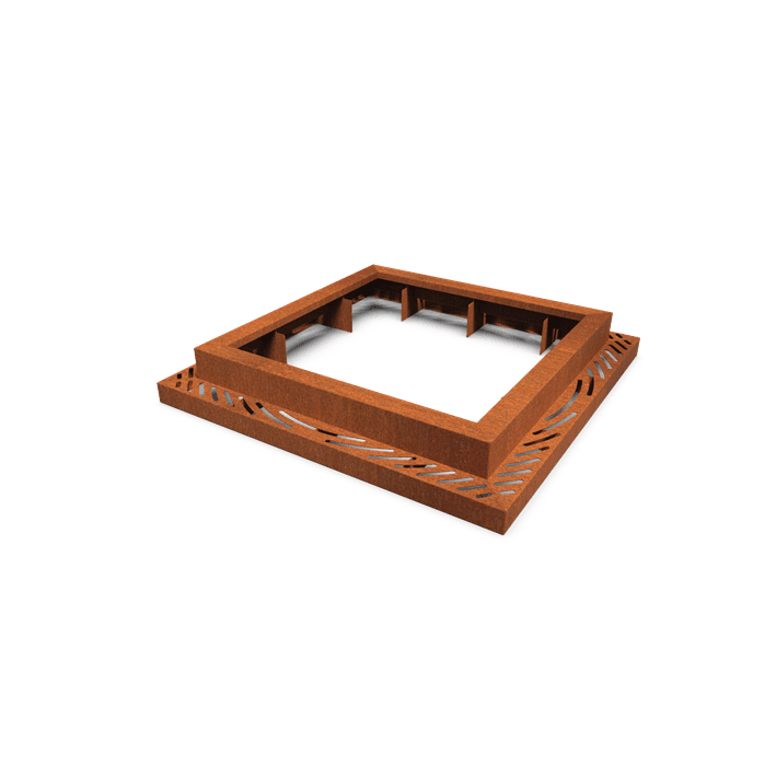 TWE.S1200.P5.Ct - Stal kortenowska,Siatki i ochrona drzew,Ramy z odplywem pod drzewa kwadrat 1200,1660 x 1660 x 250 mm