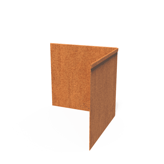 CP2.290BI - Cortenstaal,Kantopsluitingen,Kantopsluiting hoek geplette bovenrand,300 x 300 x 290 mm