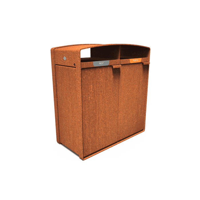 STLB.100WS2.Ct - Cortenstaal,Afvalbakken,STORR standaard,1065 x 550 x 1150 mm