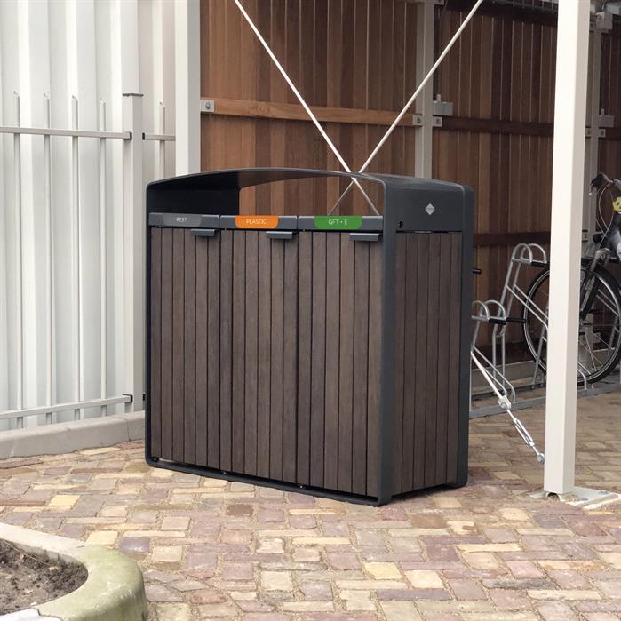 STLB.100.W.Ct garapa - Cortenstaal,Afvalbakken,STORR met houtbekleding,545 x 550 x 1150 mm