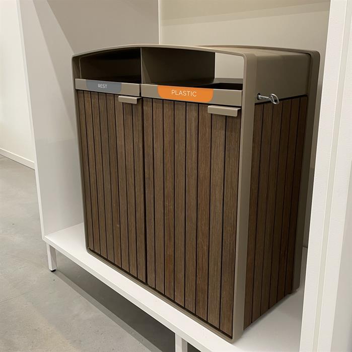 STLB.100.W.Ct garapa - Cortenstaal,Afvalbakken,STORR met houtbekleding,545 x 550 x 1150 mm