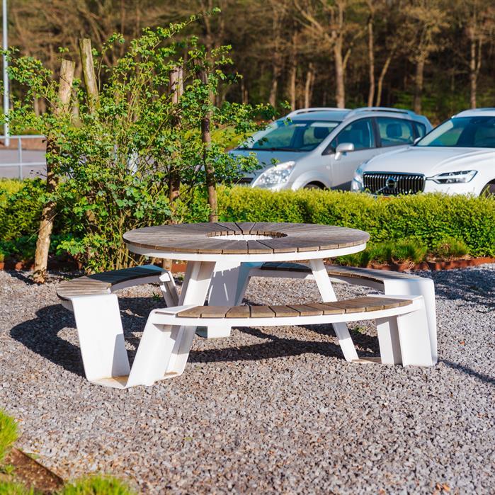 DUPN.R2300.Ct garapa - Cortenstaal,Picknicksets,DUNC picknickset,2300 x 2300 x 750 mm