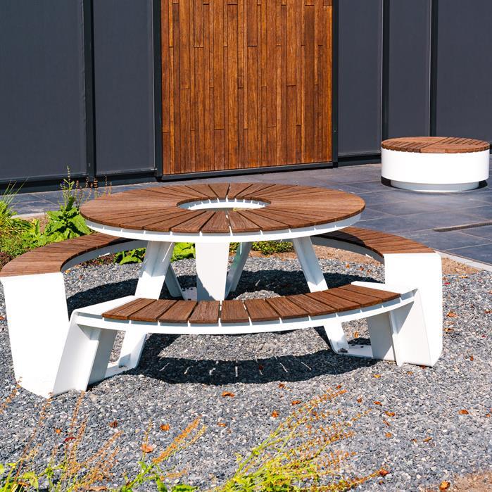 DUPN.R2300.Ct garapa - Cortenstaal,Picknicksets,DUNC picknickset,2300 x 2300 x 750 mm