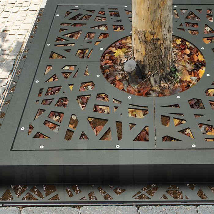 TWE.R1200.P4.Ct - Stal kortenowska,Siatki i ochrona drzew,Ramy z odplywem pod drzewa około 1200,1660 x 250 mm