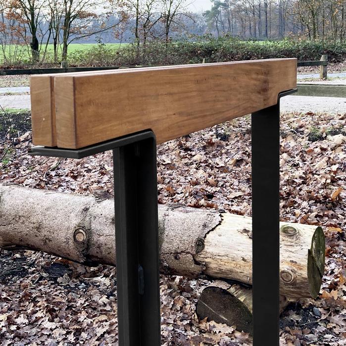 BOBS.900.Ct garapa - Cortenstaal,Fietsbeugels,BORG standaard,1200 x 150 x 1084 mm